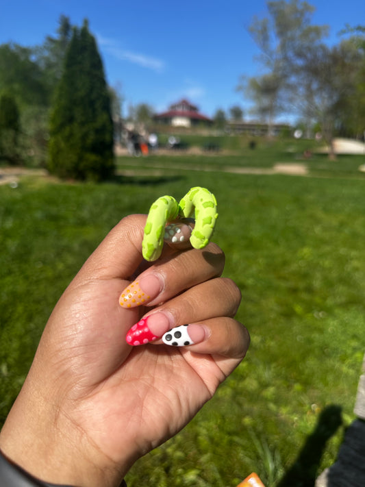 Cow print mini hoops